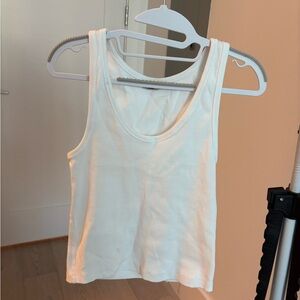Faherty White Ribbed Tank Top